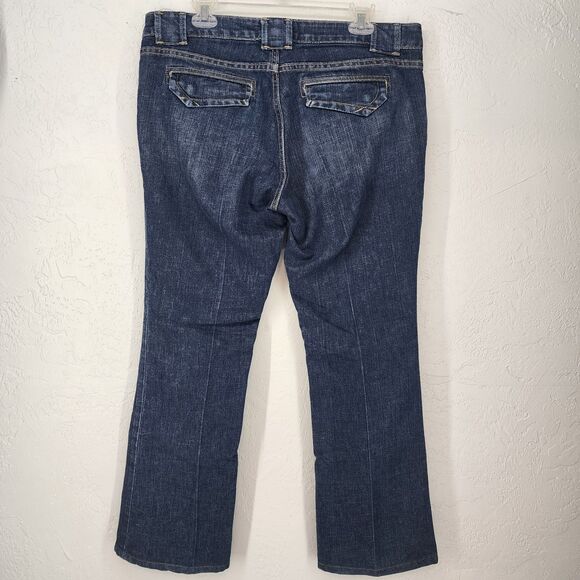 GAP Ultra Low Rise Dark Wash Flare Wide Leg Jeans Trousers Size 14 - Picture 4 of 5